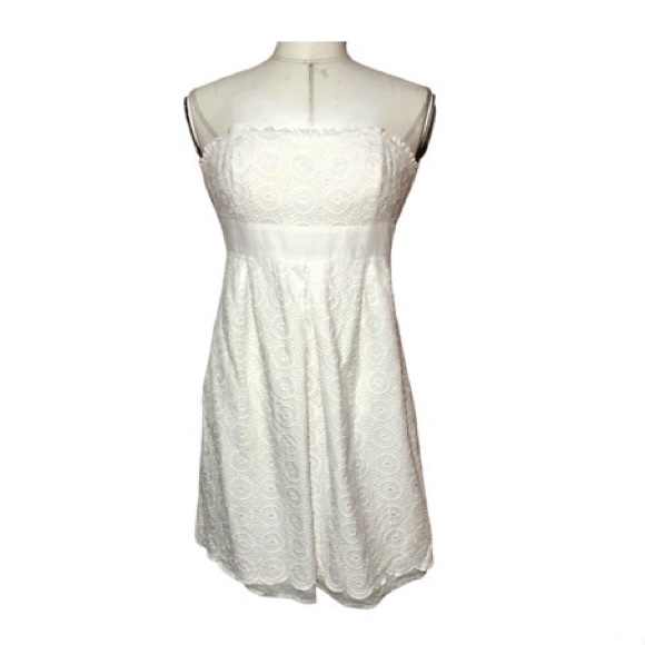 Lilly Pulitzer Betsey White Large Circle Eyelet Strapless Dress Sz 8 - Picture 9 of 10